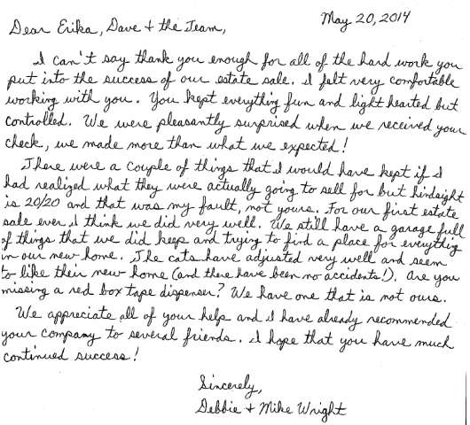 Letter from a happy seller